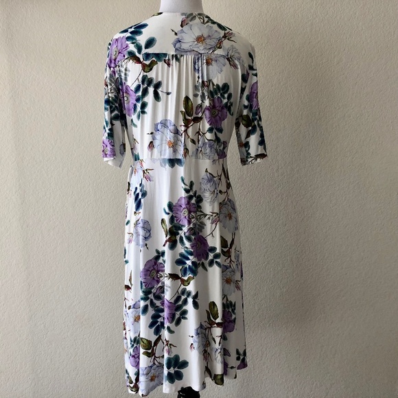 Asos faux wrap dress floral daisy print purple 10 - Picture 4 of 7